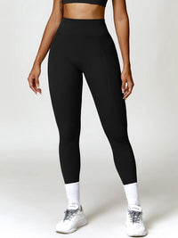 Ruched Pocketed High Waist Active Nylon Sports Sweatproof Leggings