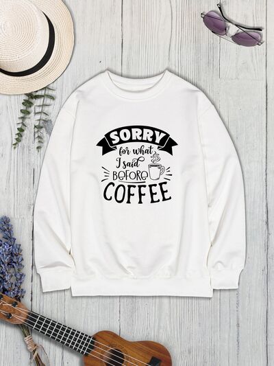 Graphic Fashion Sweater Funny Coffee Quote  Round Neck Pullover Sweatshirt