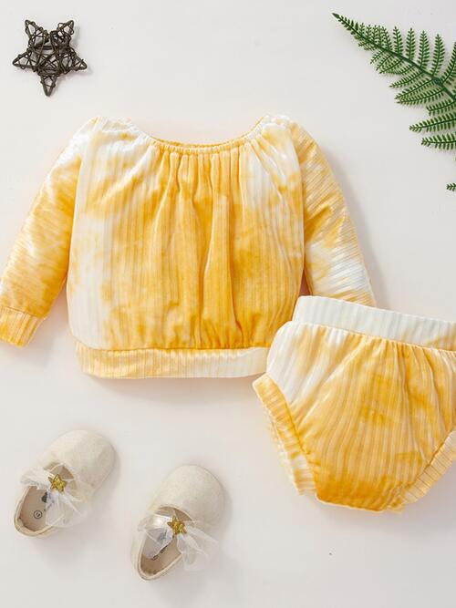 Tie-Dye Round Neck Top and Bloomers Set Baby Fashion Clothing  Matching Set