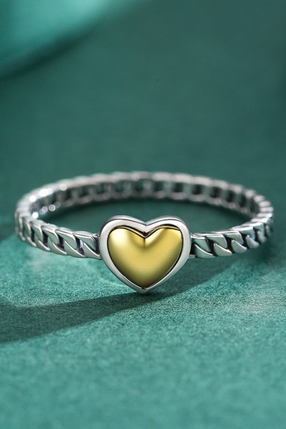 Single Heart Ring, 925 Sterling Silver Dainty Gold Heart Ring