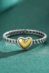 Single Heart Ring, 925 Sterling Silver Dainty Gold Heart Ring