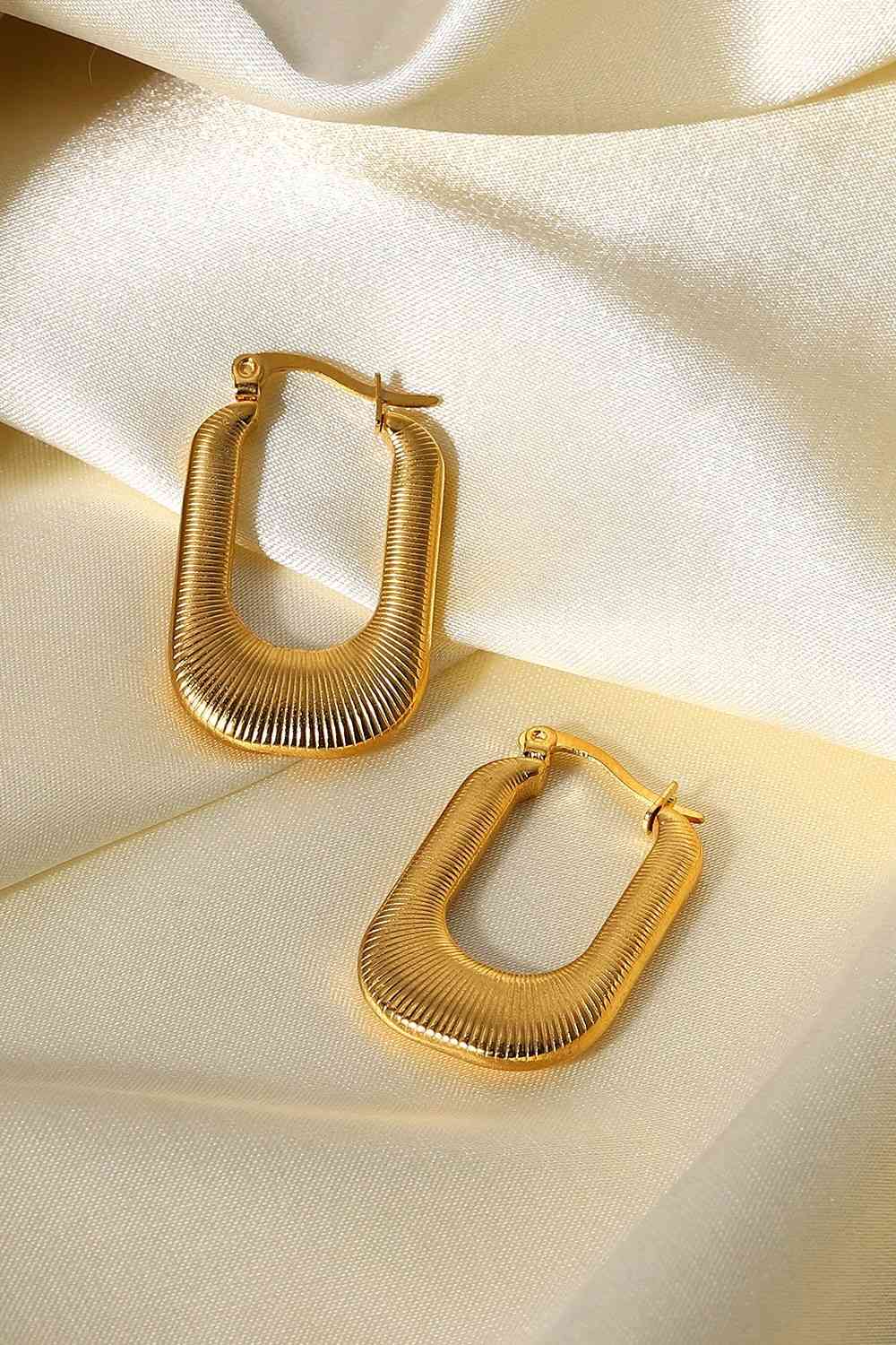 Rectangle Hoop Earrings Chunky 18K Gold Plated Statement Earrings