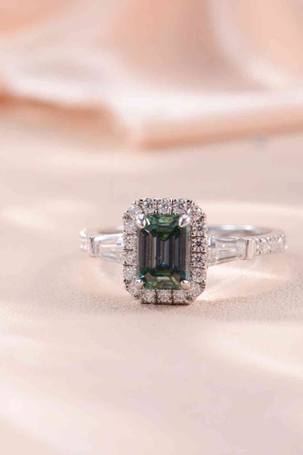 Emerald Shape Moissanite Ring, 1 Carat Moissanite 925 Sterling Silver Ring