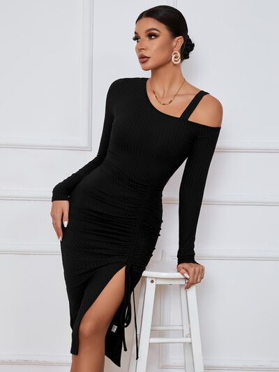 dresses, black dresses, cute clothes, clothes, cheap clothes, casual black dress, date outfit ideas, long sleeve black dress, long black dress, off the shoulder tight dress, casual dresses, dinner outfit ideas, nice clothes, fashion websites , high slit casual dress