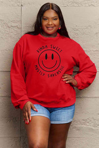 Smiling Face Graphic Sweatshirt Petite and Plus Size Fashion Sweater Happy Face