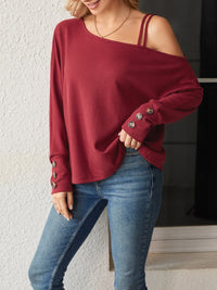 Asymmetrical Neck Long Sleeve T-Shirt