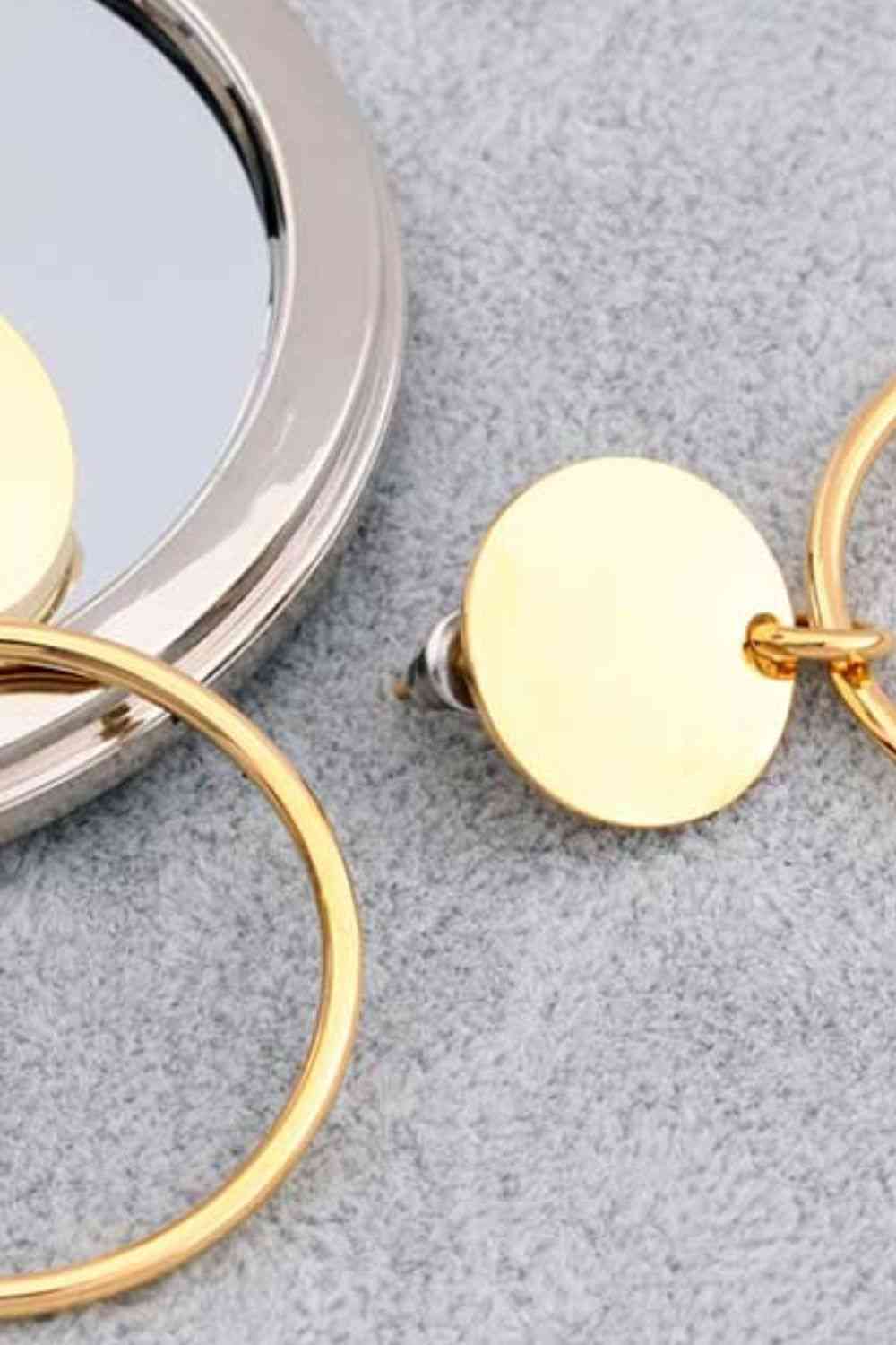 Circle Drop Statement Earrings 18k Gold-Plated Stainless Steel Drop Big Earrings