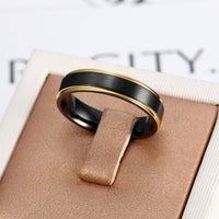 Black and Gold Band Ring  Titanium Steel Mens unisex Ring Wedding rings