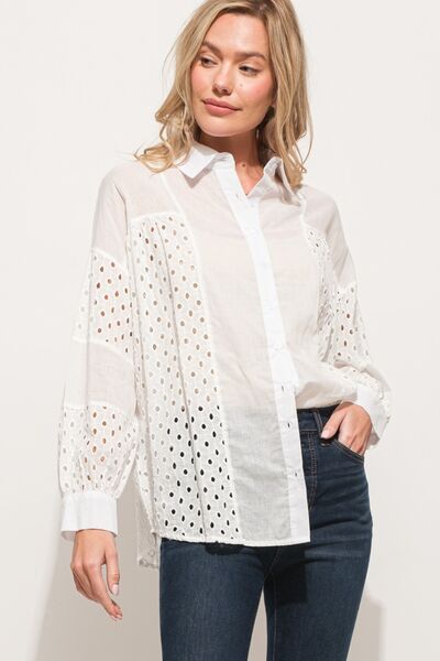 Womens White Long Sleeve Button Down Shirt, Cotton Long Sleeve Shirts, 100% Cotton Breathable Womens Shirts