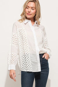 Womens White Long Sleeve Button Down Shirt, Cotton Long Sleeve Shirts, 100% Cotton Breathable Womens Shirts