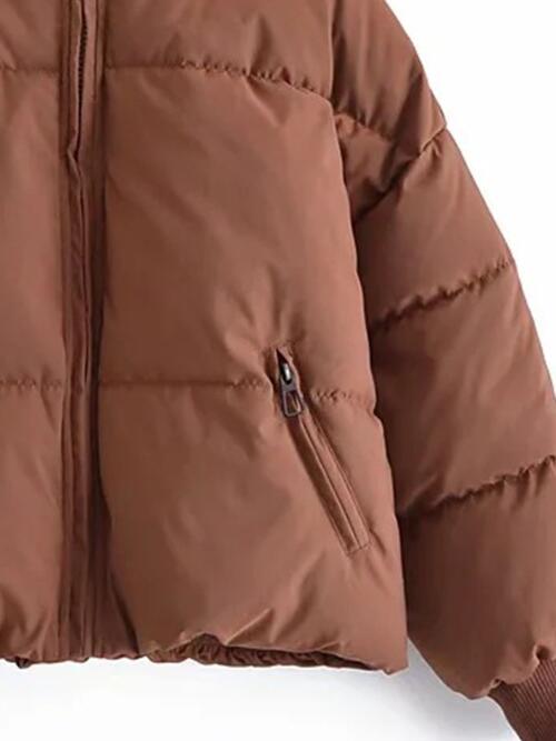 Women's Zip Up Puff Drawstring Winter Coat with Pockets Winter Fashion Outerwear