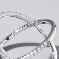 X Ring 925 Sterling Silver Ring Cubic Zirconia Luxury Tarnish Free Statement RIngs