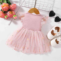 Embroidered Round Neck Flutter Sleeve Dress Babies Fashion and Gifts Baby Girl Fashion Cotton Baby Clothing