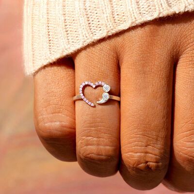 Pink Heart Shape Ring  925 Sterling Silver Zircon Luxury Rings