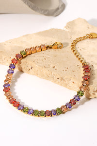 Colorful Bracelet, 18K Gold Plated Multicolored Zircon Bracelet