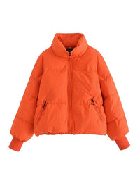 Women's Zip Up Puff Drawstring Winter Coat with Pockets Winter Fashion Outerwear