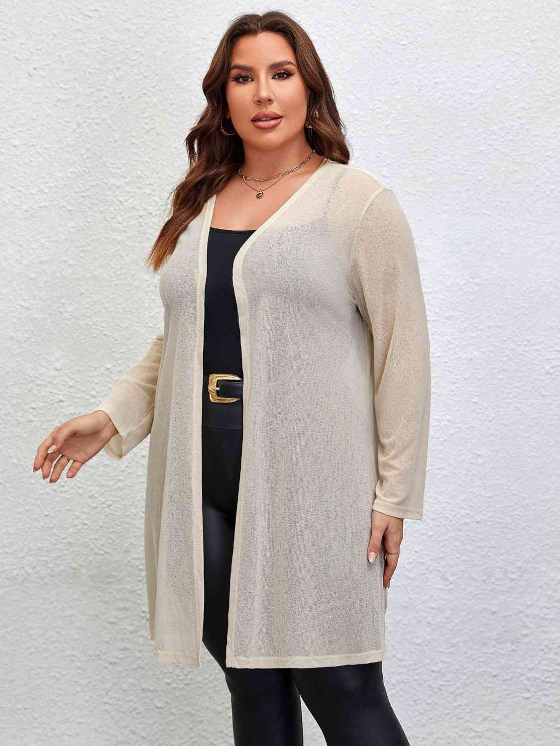 Plus Size Open Front Long Sleeve Cardigan