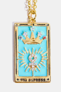 Tarot Card Pendant Stainless Steel Gold Necklace