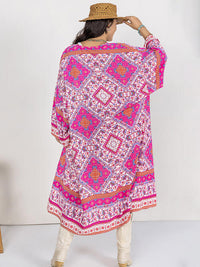 Women’s Boho Plus Size Printed Open Front Longline Cardigan