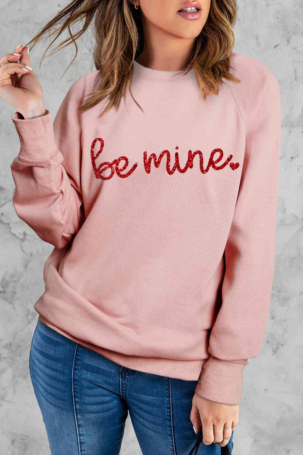 Fashion Sweater BE MINE Raglan Sleeve Sweatshirt Women's Casual Wear and Gifts