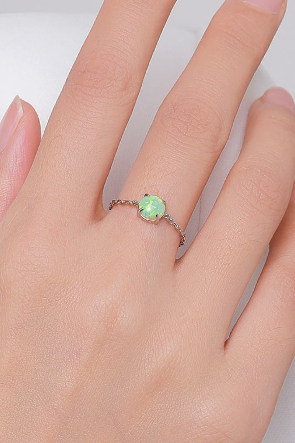 Opal Adjustable Ring, 925 Sterling Silver Adjustable Waterproof Dainty Rings