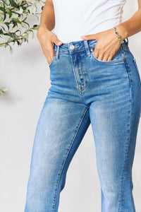 Womens Denim Slit Flare Blue Jeans