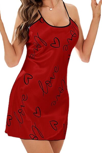 Pajama Dress Sexy Crisscross Printed Spaghetti Strap Lounge Dress