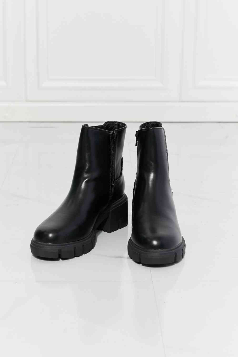 Black Booties, Shoes What It Takes Lug Sole Chelsea Boots in Black