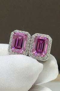 Pink Silver Earrings, 925 Sterling Silver  2 Carat Moissanite  Elegant Statement Stud Earrings