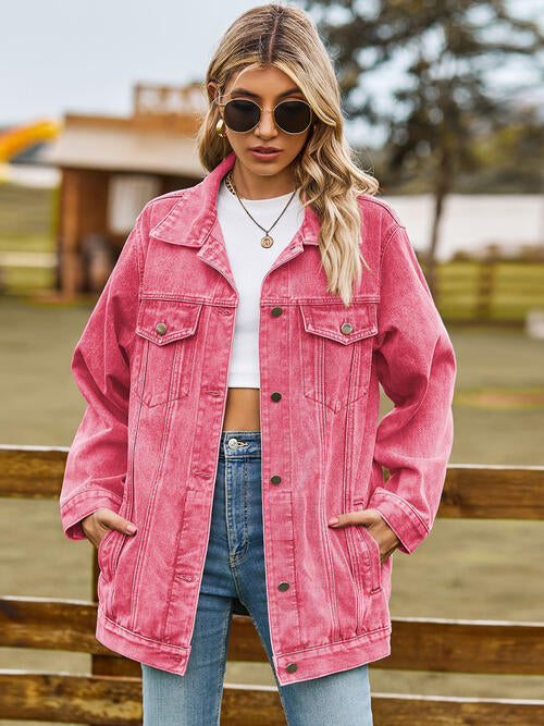 pink denim jacket, pink jean jacket, jackets, coats, light jackets 