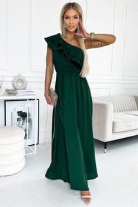 One-Shoulder Ruffled Maxi Dress, Evening Dress, Party Dress