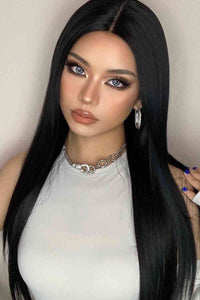 Black Hair Wigs, Long Black Wig, 13*2" Long Lace Front Straight Synthetic Wigs 26" Long 150% Density