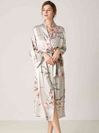 Floral Robe Tie Waist Long Sleeve Fashion Loungewear Robes Pajamas Lingerie