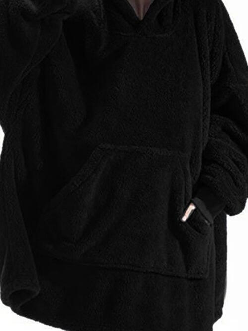 Long Sleeve Pocketed Hooded Fuzzy Sweater, Lounge Top