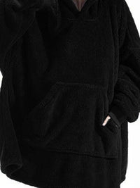 Long Sleeve Pocketed Hooded Fuzzy Sweater, Lounge Top