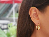 Chunky Golden Downtown Hoop Medium .925 Sterling Silver Earrings