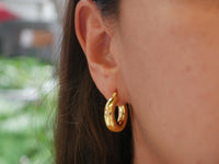 Chunky Golden Downtown Hoop Medium .925 Sterling Silver Earrings