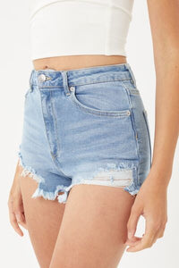 Womens Denim Shorts KESLEY Raw Hem Cat's Whisker