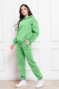 Drop Shoulder Long Sleeve Hoodie and Pants Set, 2 Piece Sweater and Pants Set