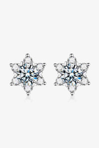 Flower Stud Earrings, 2 Carat Moissanite Floral Stud Earrings