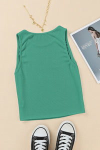 Women's Tank Top Ribbed Round Neck Sleeveless Crop Top