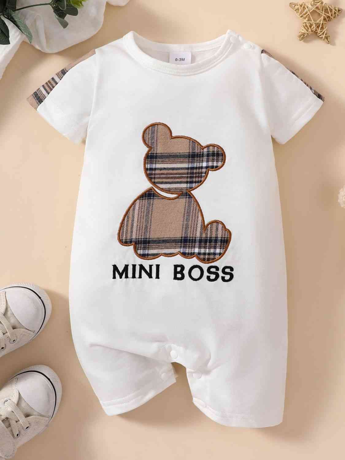 Baby MINI Onensie BOSS Bear Graphic Short Sleeve Jumpsuit Baby Fashion Gifts