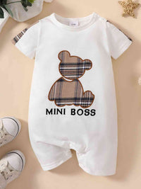 Baby MINI Onensie BOSS Bear Graphic Short Sleeve Jumpsuit Baby Fashion Gifts