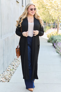 Open Front Sweater Long Sleeve Maxi Cardigan with Pockets Petite and Plus Size Fashion