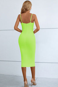 Womens Cutout Spaghetti Strap Bodycon Party Evening Midi Dress