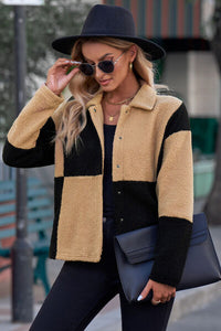 Jackets, outerwear, women’s fashion, cute clothes, women’s clothing, color block coat, casual jackets, brown coat, black coat