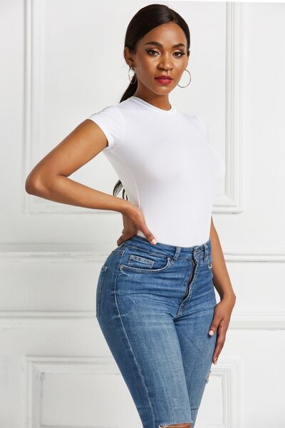 Round Neck Short T Shirt Sleeve Bodysuit