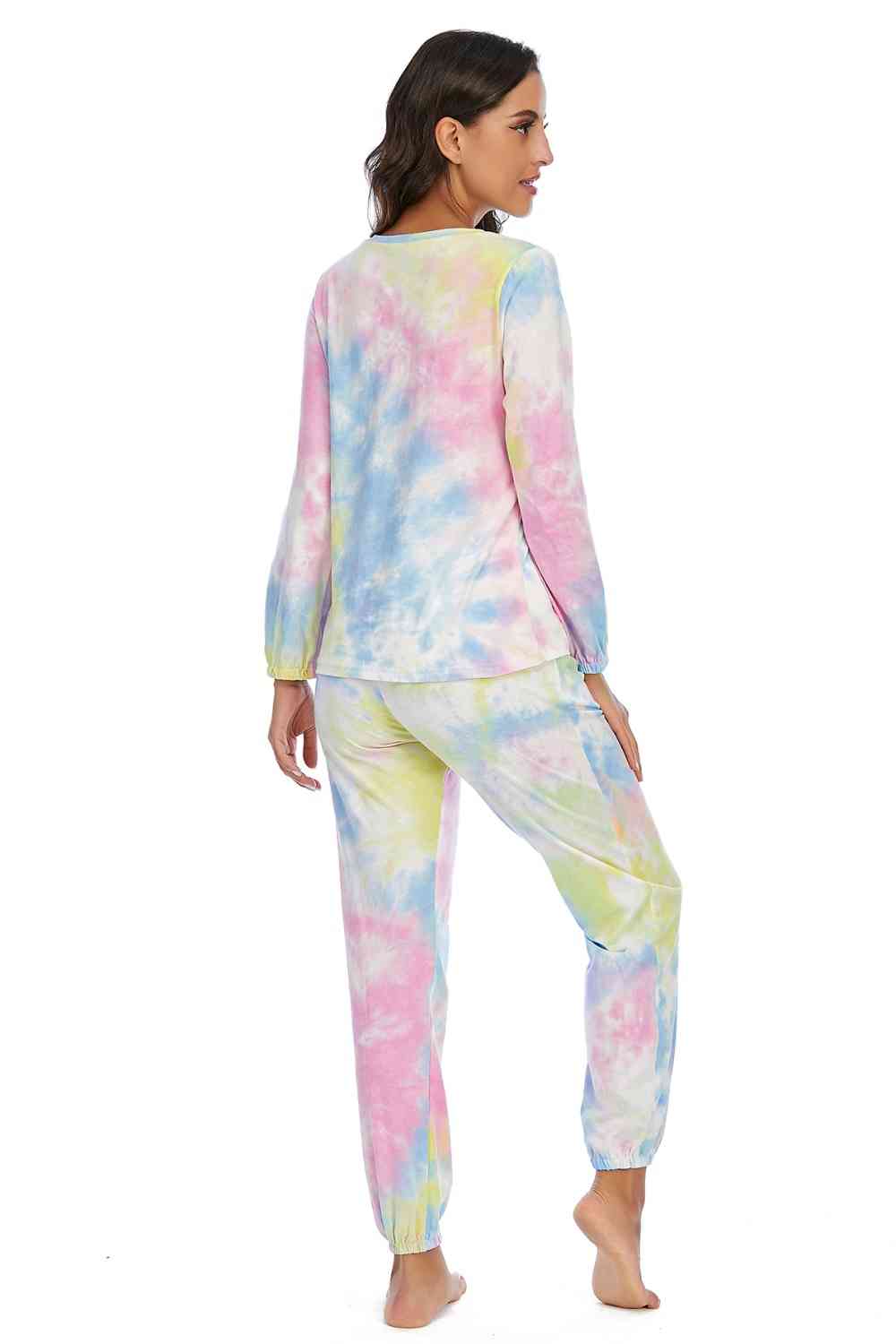 Tie-Dye Top and Drawstring Pants Lounge Set Casual Women's Fashion