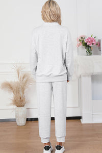 Half Zip Sweatshirt and Drawstring Sweatpants Set Sweater and Sweatpants Activewear Sets