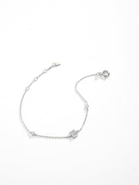 Letter Initial Bracelet, A To F Zircon 925 Sterling Silver Dainty Bracelet